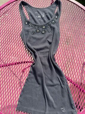 2000s Abercrombie & Fitch Charcoal Ribbed Embellished Tank